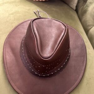 Woman Brown Leather Hat
